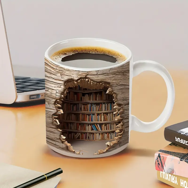 Lampada Decorativa Premium – Enchanting Heat-Activated Library Mug