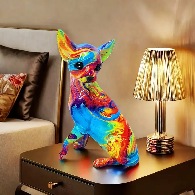 Lampada Artigianale – Vibrant Resin Chihuahua Table Lamp