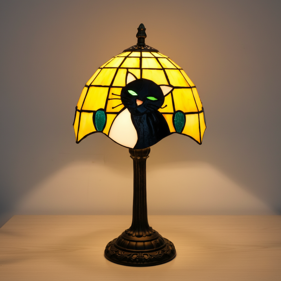 Lampada Decorativa Premium – Royal Baroque Black Cat Table Lamp
