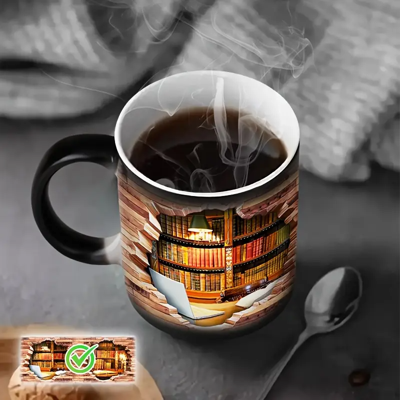 Lampada Decorativa Premium – Charming Ceramic Mug with Thermal Effect for Book Lovers